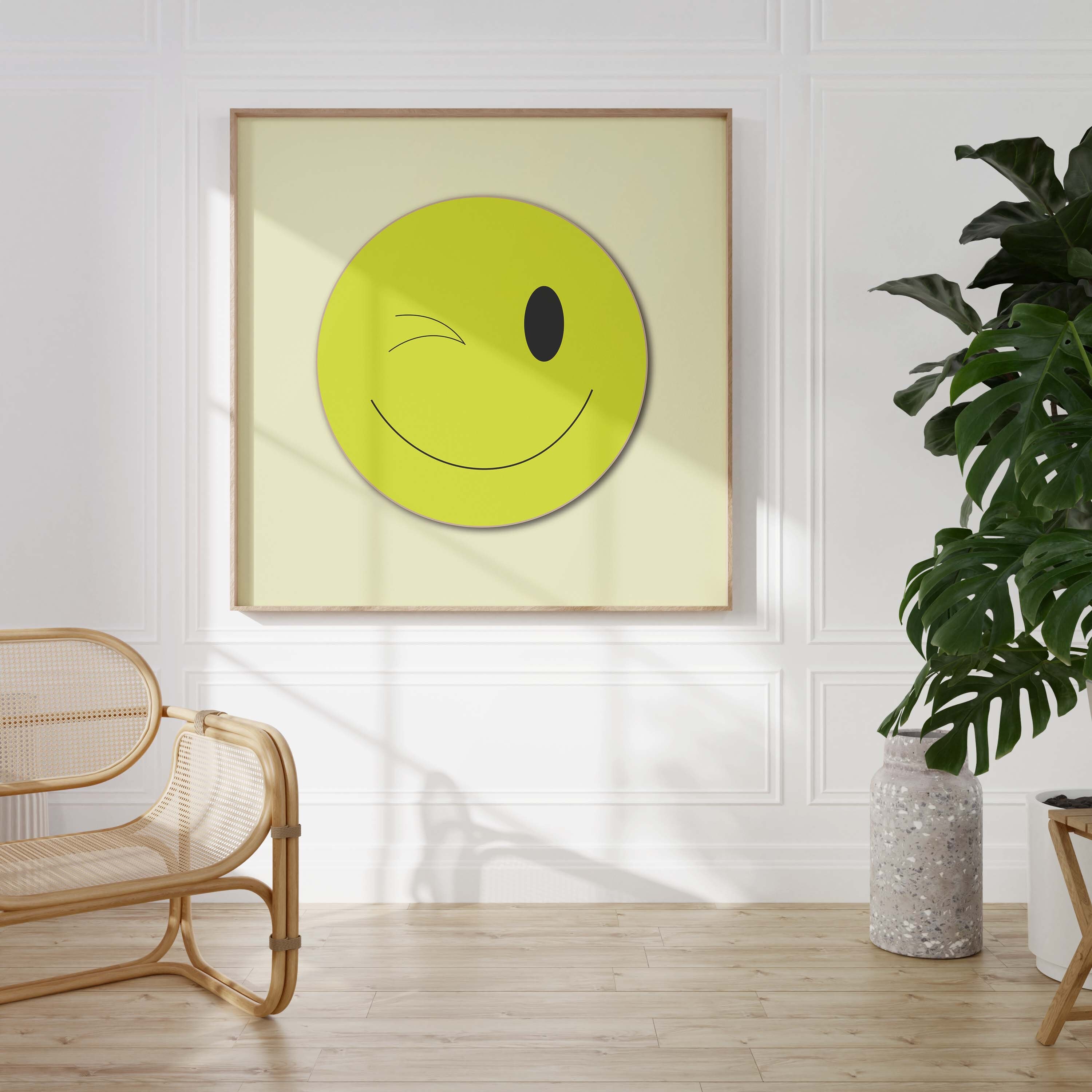 Emoji Wall Art, Winky Emoji Print, Emoji Print, Emoji Art Prints