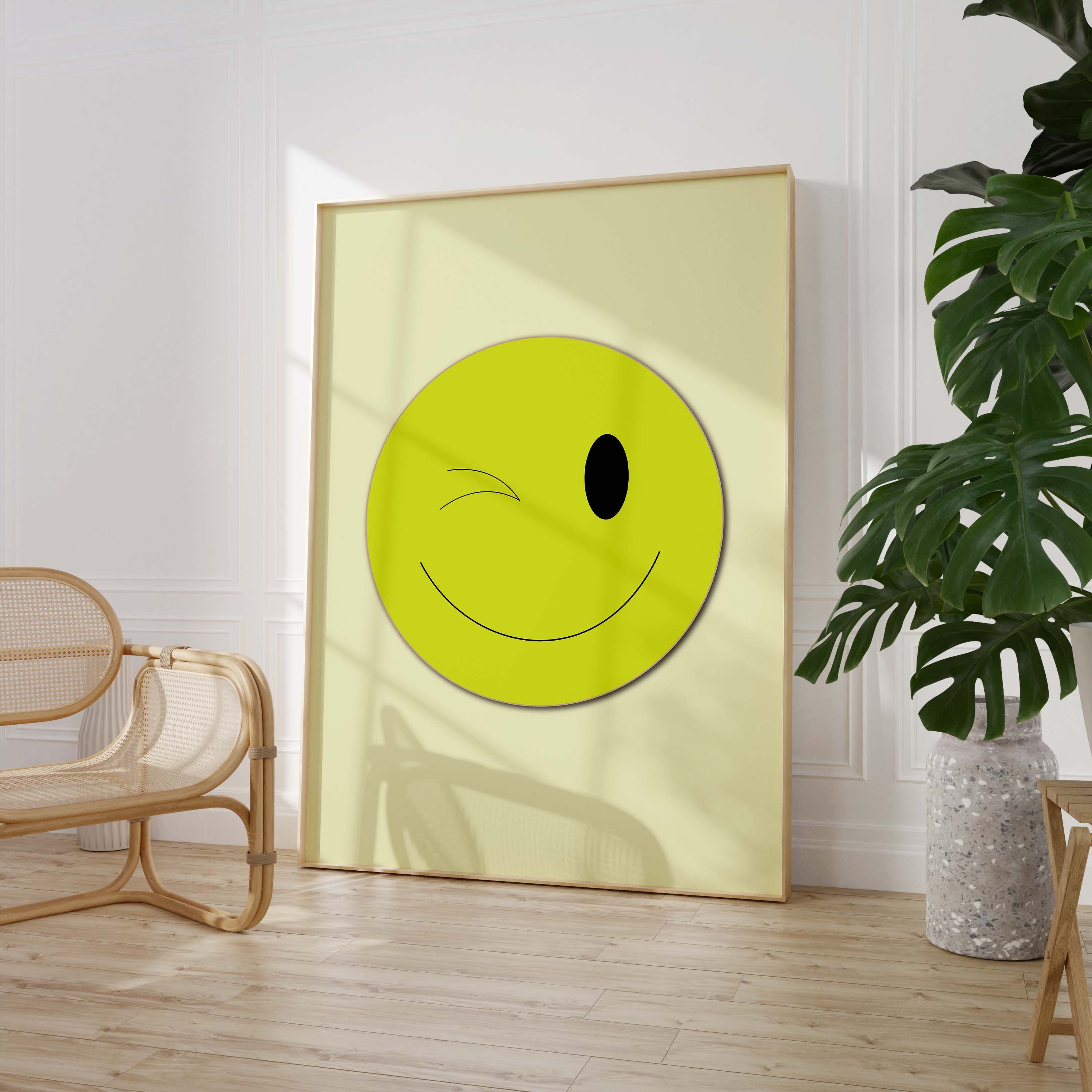 Emoji Wall Art, Winky Emoji Print, Emoji Print, Emoji Art Prints