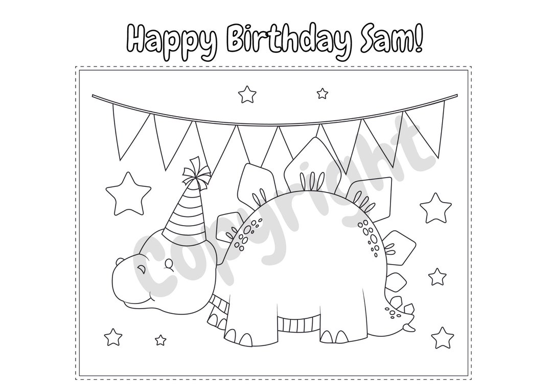 Happy Birthday Dinosaur Printable Placemat Personalised - Etsy