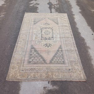 4x7 Rug,4x7 Vintage Rug,Area Rugs,Bedroom Livingroom Office Rug,Floor Carpet,Faded Rug,Beige Brown Rug,Turkish Area Rug,Wool Rugs,4.4x7.6 ft