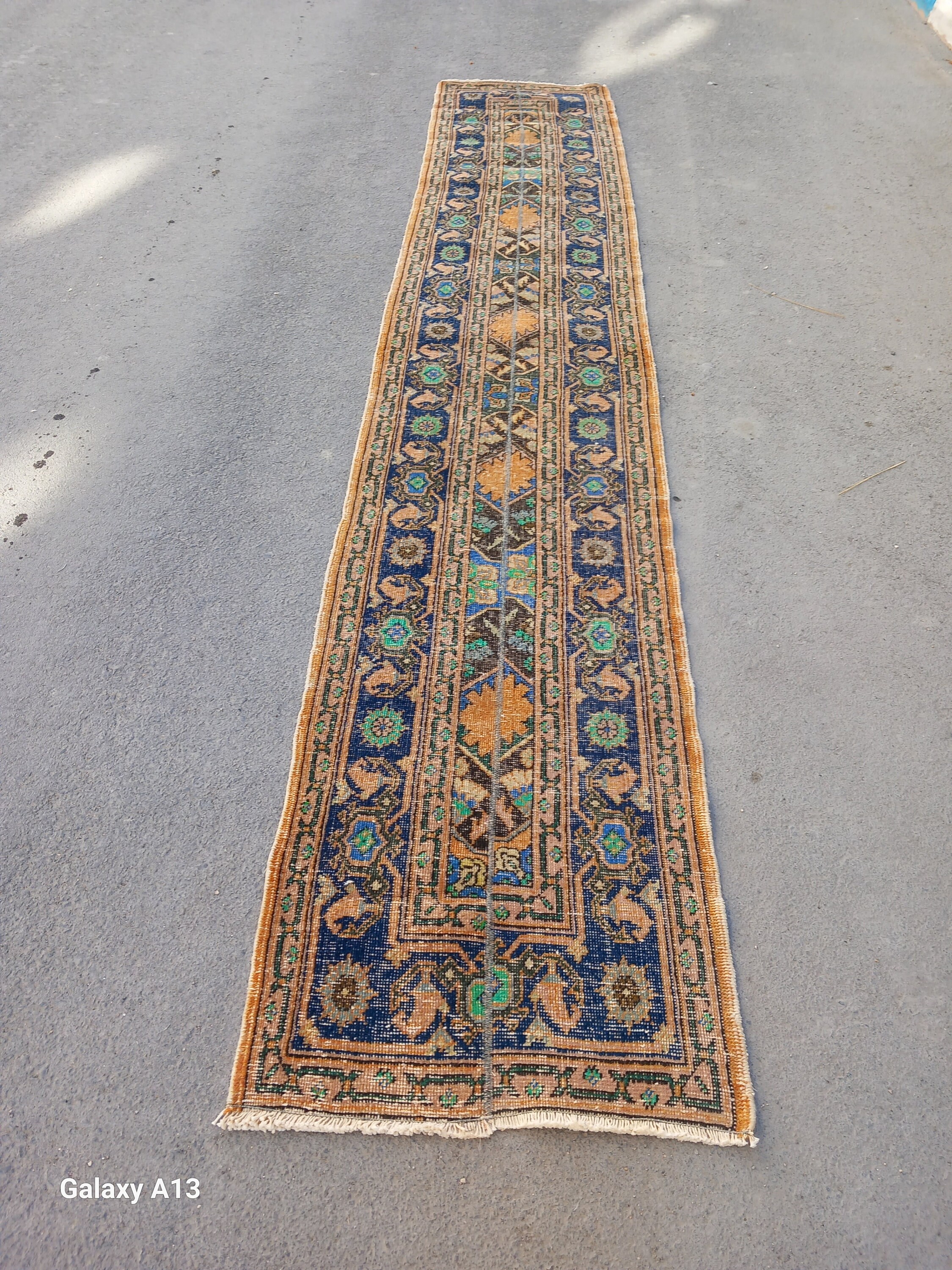 2x12 Rug 2.4x12.8 Ft,petwock Beige Blue Green Rug 2x12 Turkish Runner ...