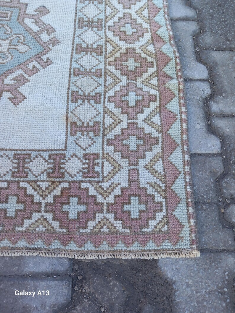 4x6 Rug,4x6 Vintage Rug,Area Rugs, White Green Rug,4x6 Turkish Area Rug, Floor Carpet, Bedroom Livingroom Kitchen Rugs,Wool Rug, 4.4x5.8 ft image 9
