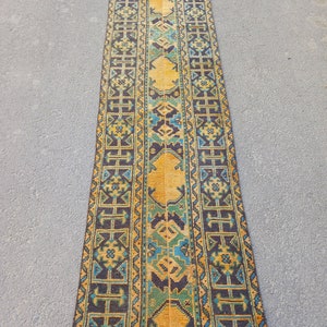 2x7 Rug,2x7 Turkish rug,2x7 Beige rug,2x7 runner,2x7 Ousak rug,2x7Home loving,2x7 decor,2x7 vintage rug,Handmade Rug Wool Rug 2&#39;3x7&#39;4,feet