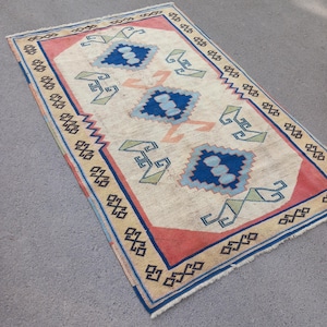 Oushak Rug 4x6,Area Rug 4x6, Turkish Rug,Vintage Beige Rug,4x6 Rug,Wool Rug Handmade Rug,Neatrul Rug,Living Room Rug,Home Decor,4&#39;0x6&#39;1 ft