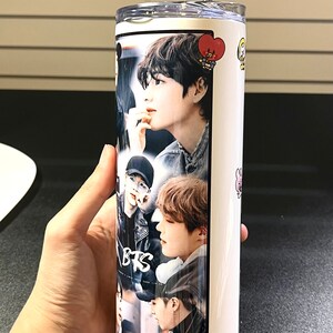 Customized Bangtan Tumbler, BTS Tumbler, BTS Tumbler Merch, BT21 Tumbler, Personalized BTS Mug, 20oz Skinny Straight w/ Metal Straw image 2