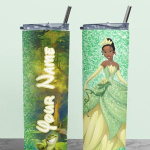 Custom Tiana Tumbler, Tiana Tumbler, Princess and the Frog, Kids Water Bottle, Girls Birthday Gift, Personalized Princess Bottle