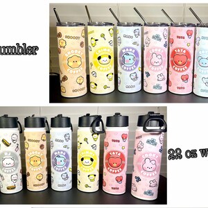 Customized BTS tumblers, Customized BTS water bottles, Customized BTS BT21 bottle