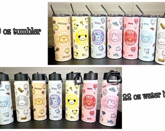Customized BTS tumblers, Customized BTS water bottles, Customized BTS BT21 bottle
