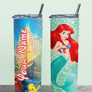 Custom Ariel Tumbler, Ariel Tumbler, Kids Water Bottle, Girls Birthday Gift, Princess Bottle, Personalized Princess Bottle