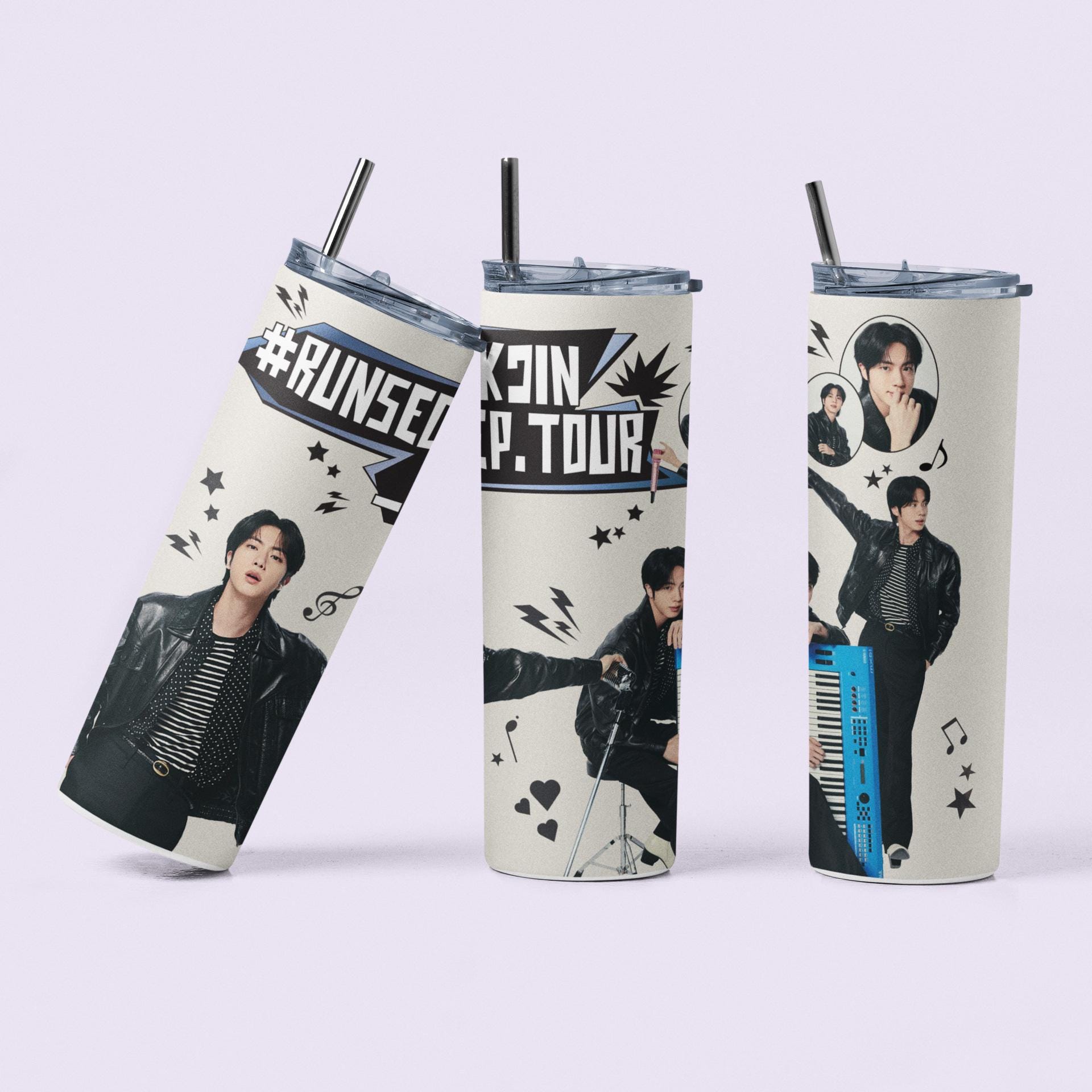 Customized Run Seok Jin Tumbler, SeokJin tour water bottle, World Wide Handsome, BTS Jin water bottle