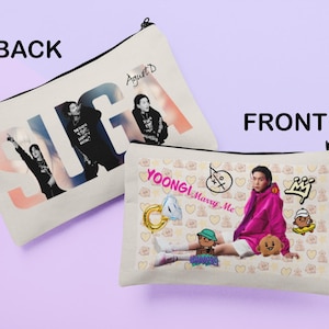 Customized Double sided Kpop, bag, K-pop canvas bag, Kpop make up bag, Kpop Army canvas bag, pencil case, pouch