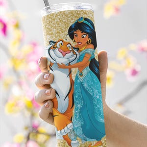 Custom Jasmine Tumbler, Jasmin Tumbler, Aladdin Kids Water Bottle, Girls Birthday Gift, Princess Bottle, Personalized Princess Bottle