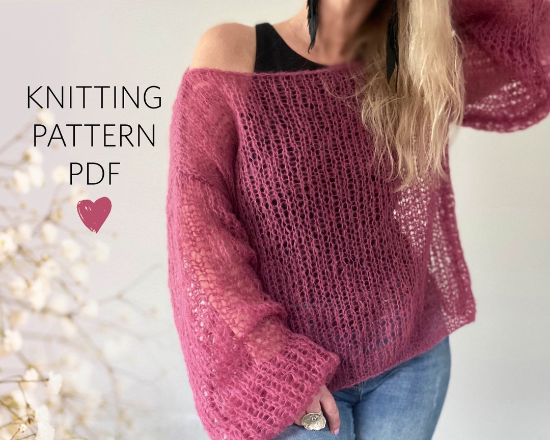 Basic Knit Sweater Pattern, Easy Knit Sweater, Loose Knit Sweater
