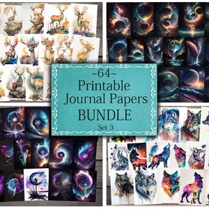 Printable Journal Papiere Bundle Set 3, Junk Journal Printable, Collage Sheets, Digitales Papier, Scrapbooking, Ephemera Pack, druckbare Papiere