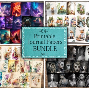 Printable Journal Papers Bundle Set 2, Junk Journal Printable, Collage Sheets, Digital Paper, Scrapbooking, Ephemera Pack, Printable Papers