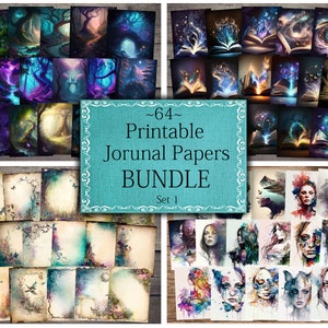 Printable Journal Papiere Bundle Set 1, Junk Journal Printable, Collage Sheets, Digitales Papier, Scrapbooking, Ephemera Pack, druckbare Papiere