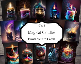 Magical Candles,ATC Cards,Junk Journal Cards, Digital Paper, Printable Journaling Cards, Digital Download, Scrapbooking,Ephemera,