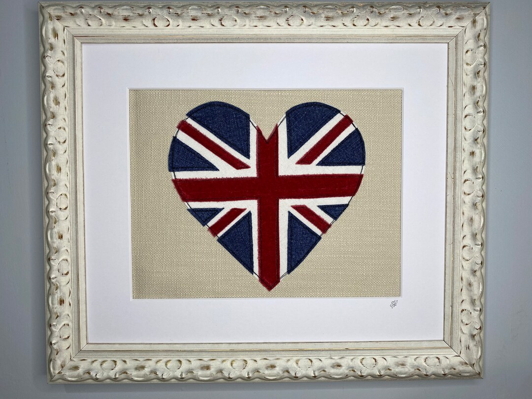 Union Jack Picture Fabric Heart Wall Art UK Flag Wedding Celebration ...
