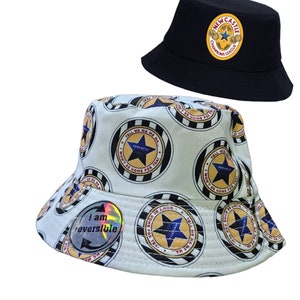 Newcastle Tell Me Ma Me Ma White Bucket Hat Reversible to Black