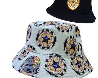 Newcastle tell me ma me ma white bucket hat reversible to black