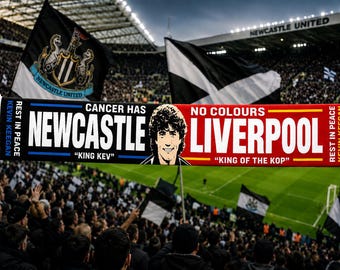 Kevin Keegan Tribute Scarf – Newcastle and Liverpool King Kev Football Scarf – Fan Gift & Memorabilia