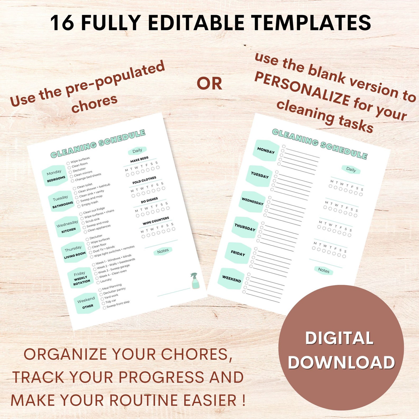 EDITABLE Spring Cleaning Planner, Household Cleaning Checklist ...