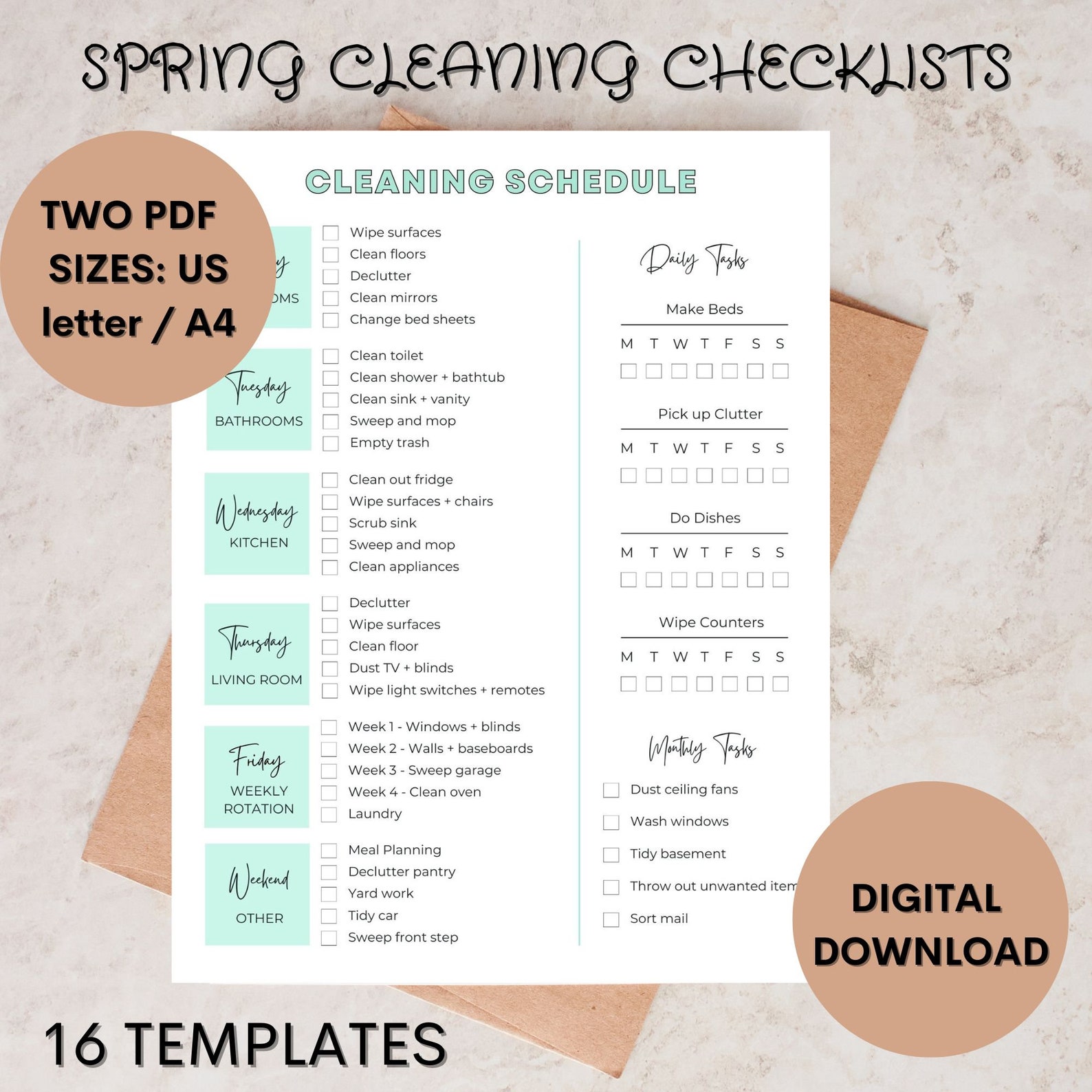 EDITABLE Spring Cleaning Planner, Household Cleaning Checklist ...