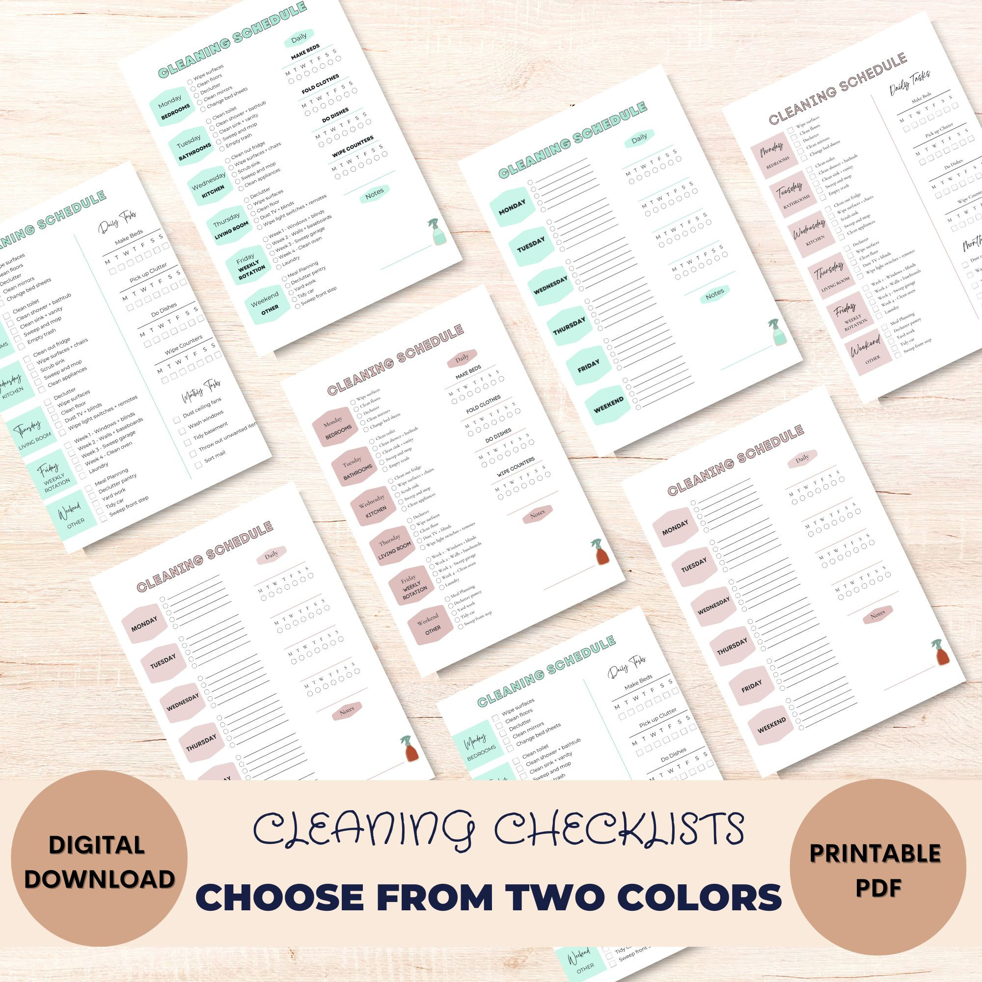 EDITABLE Spring Cleaning Planner, Household Cleaning Checklist ...