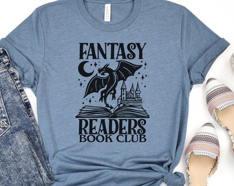 Fantasy Readers Book Club T-Shirt: Dragon & Castle Bookish Tee