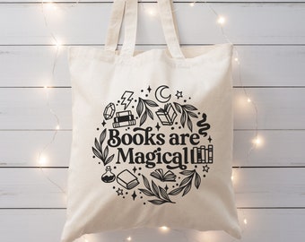 Books Are Magical Tote Bag: Bookish Reusable Canvas Bag