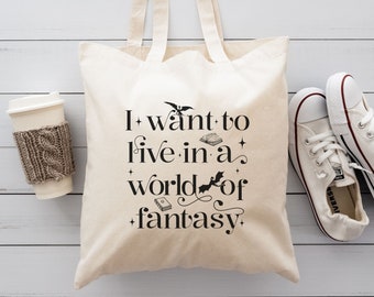 Fantasy Reader Cotton Canvas Tote Bag: Dragon Bookish Design