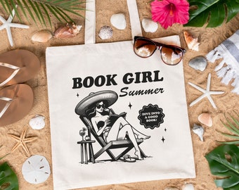 Book Girl Summer Tote: Bookish Library Bag, 100% Cotton