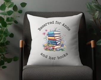 Personalized Floral Book Pillow: Bookish Home Decor