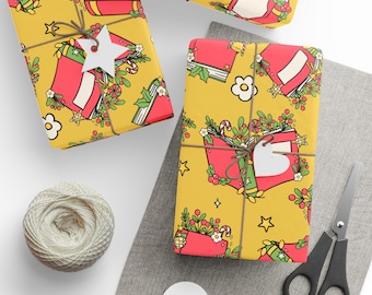 Retro Book Christmas Wrapping Paper: Festive Bookish Gift Wrap