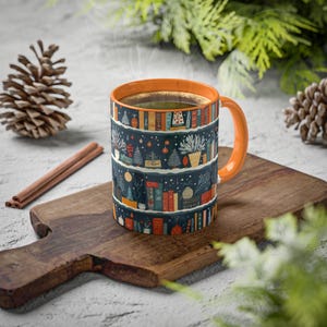 Christmas Bookshelf Coffee Mug: Festive Holiday Bookish Gift