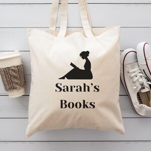 Custom Name Cotton Canvas Tote Bag: Book Lover Gift