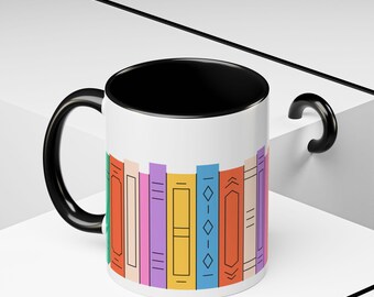 Rainbow Book Ceramic Mug - Literary Coffee Cup, Bookworm Gift