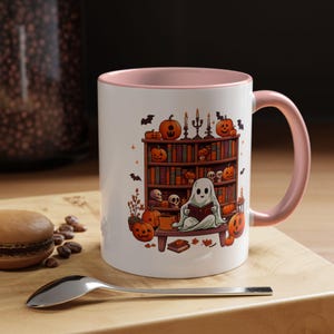 Ghost Library Ceramic Mug: Spooky Halloween Reader Coffee Mug