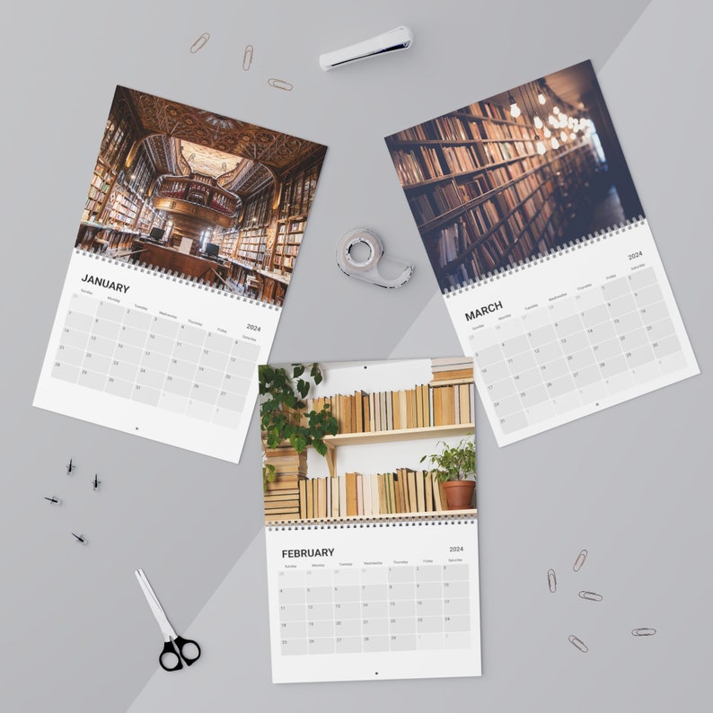 2025 Year of Bookshelves Wall Calendar, Book Lover Calendar, Librarian