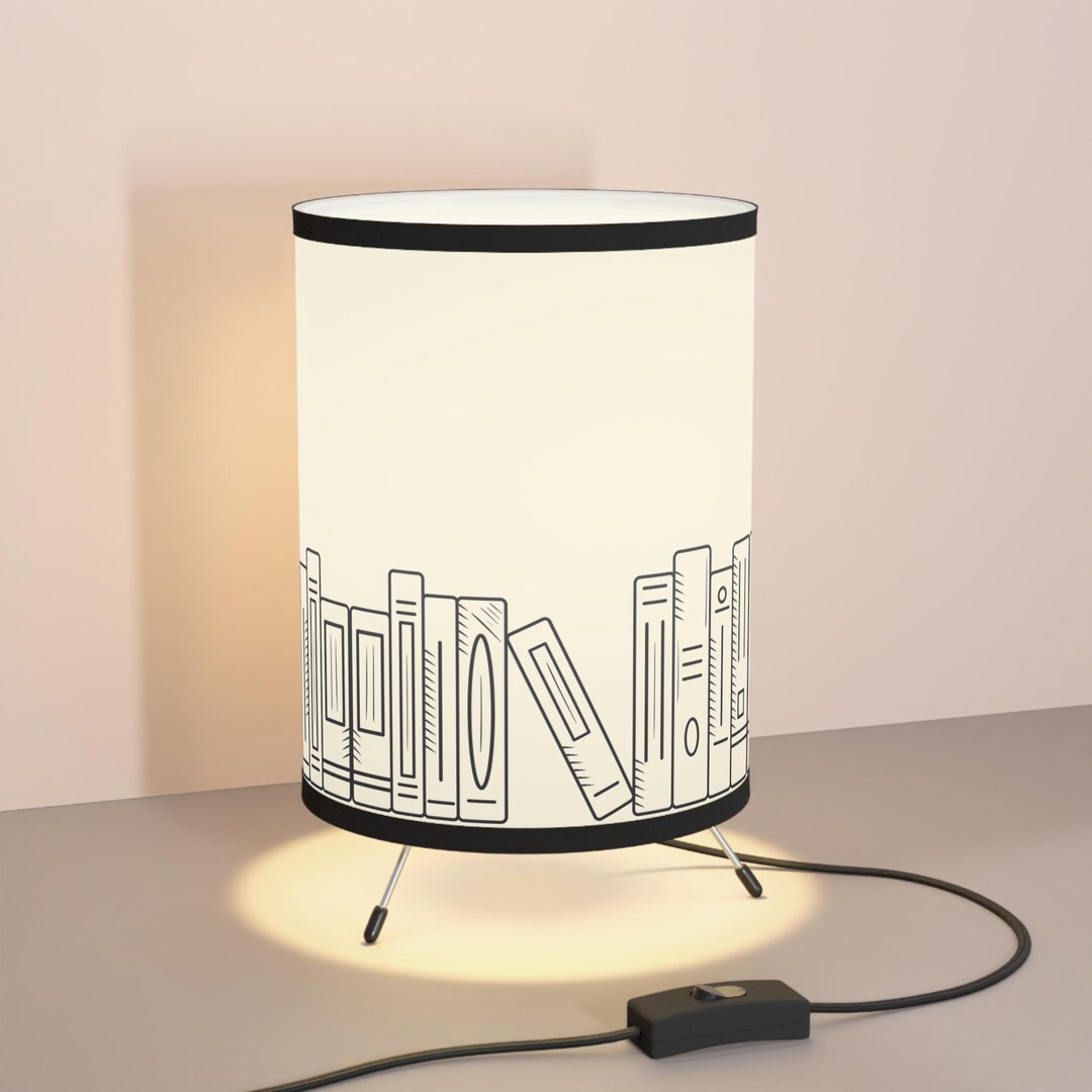 Bookshelf Tripod Lamp, Book Home Decor, Reading Room Decor, Book Lamp ...