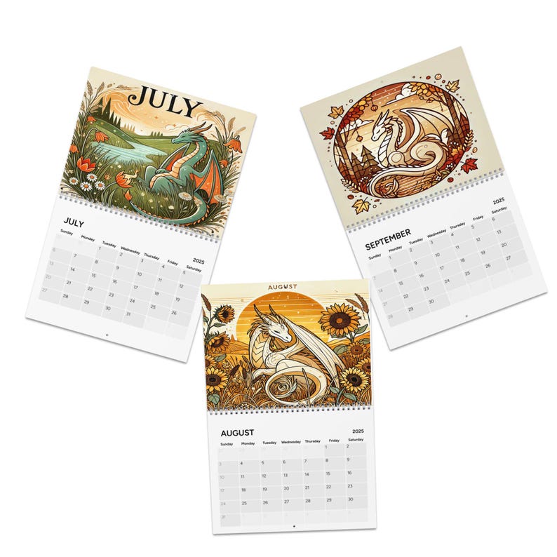 2025 Fantasy Dragon Calendar, Fantasy Calendar, Book Lover Calendar