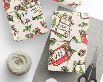Book & Holly Christmas Wrapping Paper: Festive Reader Gift Wrap