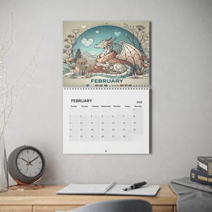 2025 Fantasy Dragon Calendar, Fantasy Calendar, Dragon Calendar, Book Calendar, Reader Calendar, Book Wall Calendar, Bookish Gift for Reader