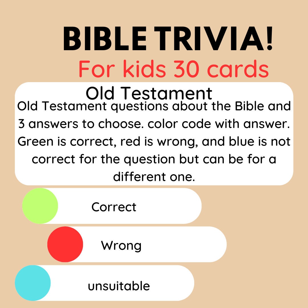 Christian Bible Trivia for Kids, Old Testament Trivia, Bible Party ...