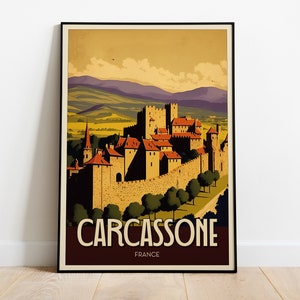 Impresión artística de Carcassonne / Póster vintage / Impresión / Disponible en varios tamaños o descarga digital