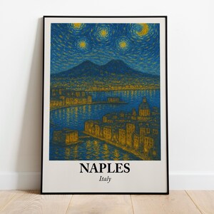 Naples - View and Vesuvius - Van Gogh-Inspired Art Print | Modern Poster | Available in many sizes or Digital Download
