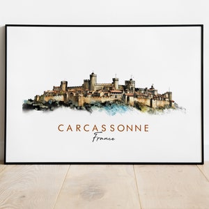 Carcassonne Minimalistischer Tintendruck - In vielen Größen und Ausführungen erhältlich