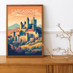 Carcassonne Art Print | Cartaz moderno | Impressão | Disponível em vários tamanhos ou download digital