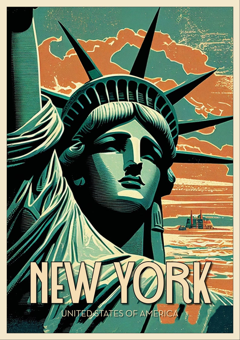 Statue of Liberty, New York City - Art Print | Vintage Poster | Print ...