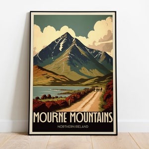 Stampa artistica di Mourne Mountains / Poster vintage / Stampa / Disponibile in molti formati o download digitale